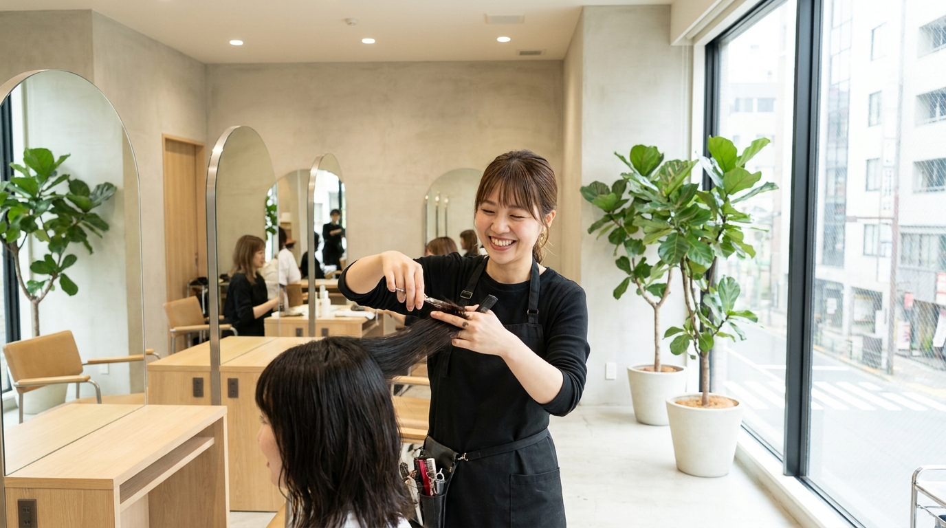 (イメージ)スタイリング中の美容師
